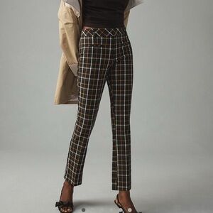 Anthropologie The Essential Slim Kick Flare Cropped Plaid pants size 12
